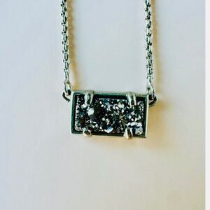 Kendra Scott grey drusy necklace in silver tone